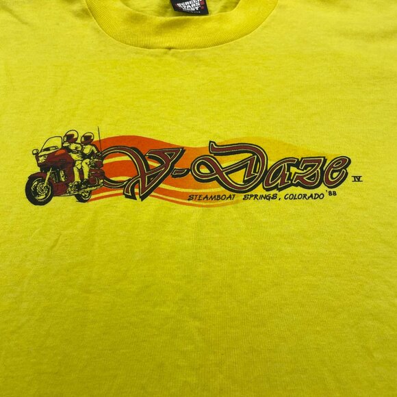 Vintage 80s Screen Stars Best T-Shirt Men Large L Yellow Steamboat Springs CO - Picture 3 of 16